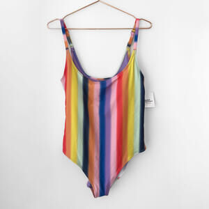 NWT Old Navy Rainbow Stripes One Piece Swimsuit Size XXL